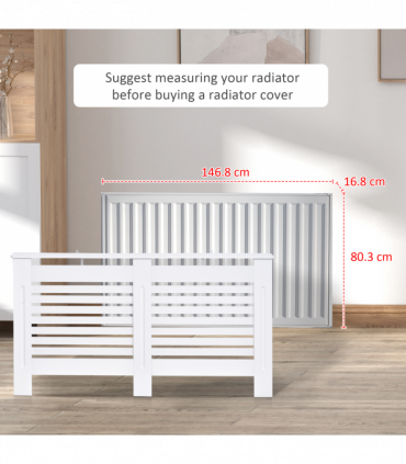 MDF Radiator Cover, 152 cm L-White
