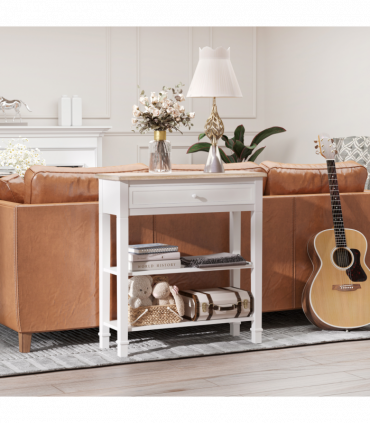 MDF Wide Drawer Console Table White
