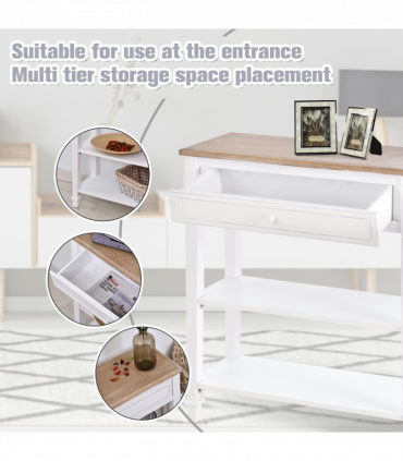 MDF Wide Drawer Console Table White