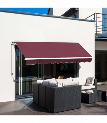 Awning Manual Retractable Red 295cm x 250cm x 160cm Polyester PU Coating