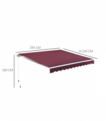 Awning Manual Retractable Red 295cm x 250cm x 160cm Polyester PU Coating