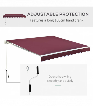 Awning Manual Retractable Red 295cm x 250cm x 160cm Polyester PU Coating