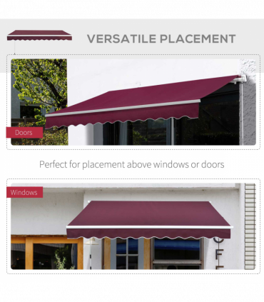 Awning Manual Retractable Red 295cm x 250cm x 160cm Polyester PU Coating
