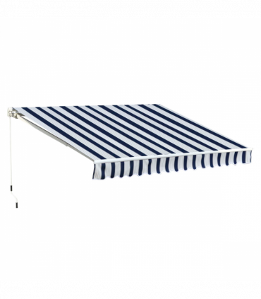 Manual Retractable Awning, size (3m x 2.5m)-Blue/White