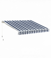 Manual Retractable Awning, size (3m x 2.5m)-Blue/White