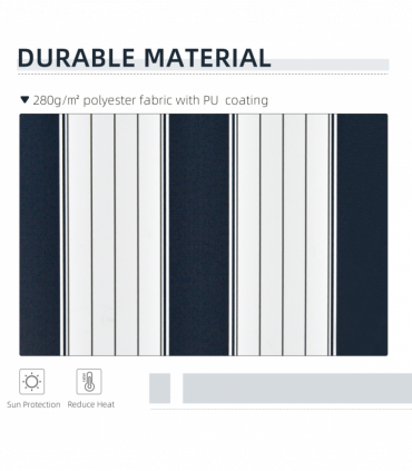 Manual Retractable Awning, size (3m x 2.5m)-Blue/White