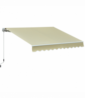 Manual Retractable Awning 100% polyester Cream 295cm x 250cm x 160cm