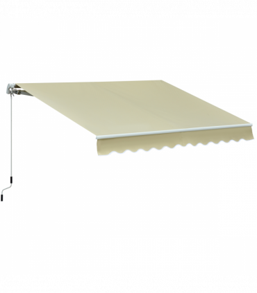 Manual Retractable Awning 100% polyester Cream 295cm x 250cm x 160cm