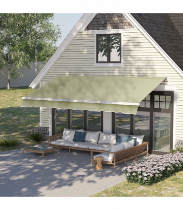 Manual Retractable Awning 100% polyester Cream 295cm x 250cm x 160cm
