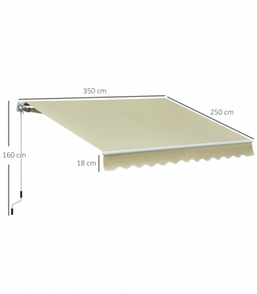 Manual Retractable Awning 100% polyester Cream 295cm x 250cm x 160cm