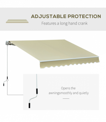 Manual Retractable Awning 100% polyester Cream 295cm x 250cm x 160cm