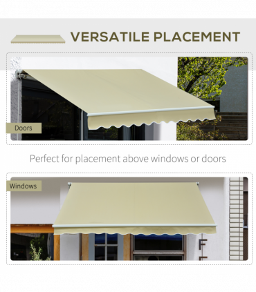 Manual Retractable Awning 100% polyester Cream 295cm x 250cm x 160cm