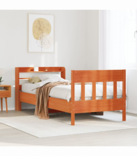 vidaXL Bed Frame without Mattress Wax Brown 75x190 cm Small Single Solid Wood Pine
