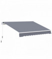 Manual Retractable Awning 395cm x 300cm Grey 100% Polyester Easy Installation