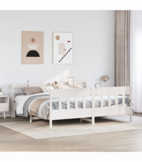 vidaXL Bed Frame without Mattress White 200x200 cm Solid Wood Pine