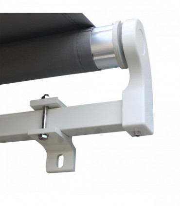 Manual Retractable Awning 395cm x 300cm Grey 100% Polyester Easy Installation