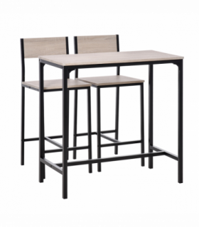 Metal Frame MDF Top Table & Bar Stool Set Black