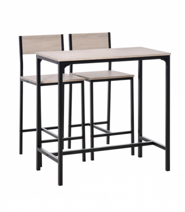 Metal Frame MDF Top Table & Bar Stool Set Black