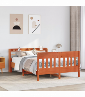 vidaXL Bed Frame without Mattress Wax Brown 140x200 cm Solid Wood Pine