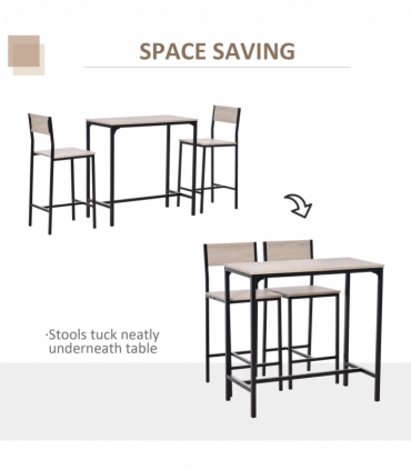 Metal Frame MDF Top Table & Bar Stool Set Black
