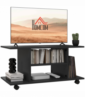 Mobile TV Stand Bookshelves in Black