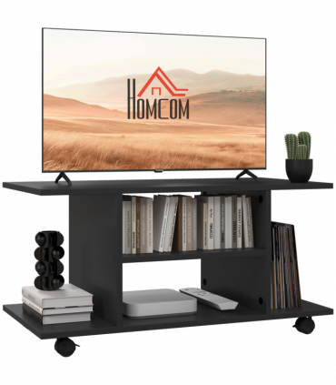 Mobile TV Stand Bookshelves in Black