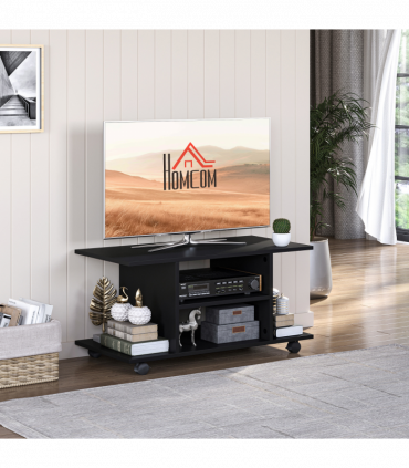 Mobile TV Stand Bookshelves in Black