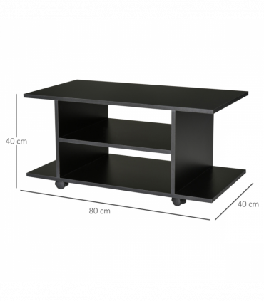 Mobile TV Stand Bookshelves in Black