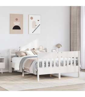 vidaXL Bed Frame without Mattress White 150x200 cm King Size Solid Wood Pine