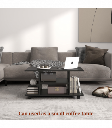 Mobile TV Stand Bookshelves in Black