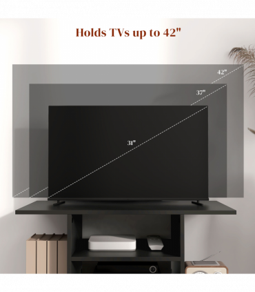 Mobile TV Stand Bookshelves in Black