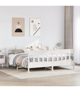 vidaXL Bed Frame without Mattress White 180x200 cm Super King Solid Wood Pine