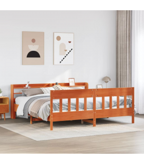 vidaXL Bed Frame without Mattress Wax Brown 200x200 cm Solid Wood Pine