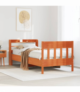 vidaXL Bed Frame without Mattress Wax Brown 100x200 cm Solid Wood Pine