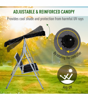 Outdoor 3-Seater Swing Chair-Black