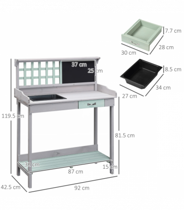 Outdoor Wooden Potting Table Bench Workstation Planting Shelves