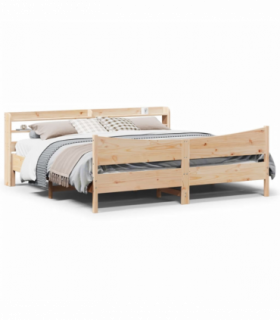 vidaXL Bed Frame with Headboard 180x200 cm Super King Solid Wood Pine