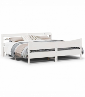 vidaXL Bed Frame with Headboard White 200x200 cm Solid Wood Pine