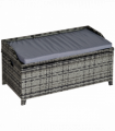 PE Rattan Bench Mixed Grey 102cmx51cmx52cm Wicker Storage Basket Seat