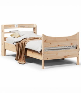 vidaXL Bed Frame with Headboard 90x190 cm Single Solid Wood Pine