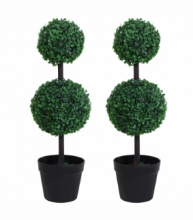 PE Set of 2 Artificial Boxwood Ball Topiary Plant Tree's Green