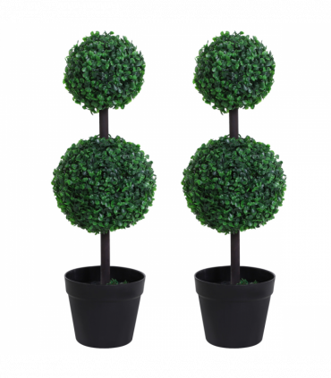 PE Set of 2 Artificial Boxwood Ball Topiary Plant Tree's Green