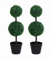 PE Set of 2 Artificial Boxwood Ball Topiary Plant Tree's Green