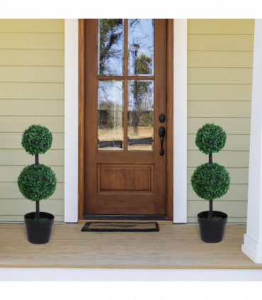 PE Set of 2 Artificial Boxwood Ball Topiary Plant Tree's Green
