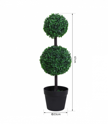 PE Set of 2 Artificial Boxwood Ball Topiary Plant Tree's Green