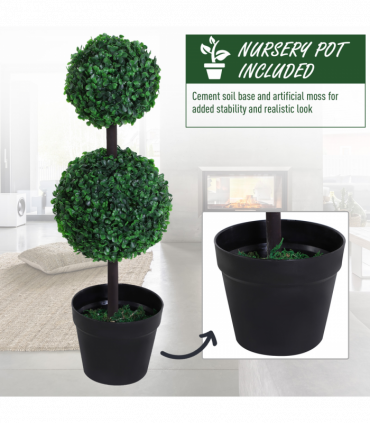 PE Set of 2 Artificial Boxwood Ball Topiary Plant Tree's Green