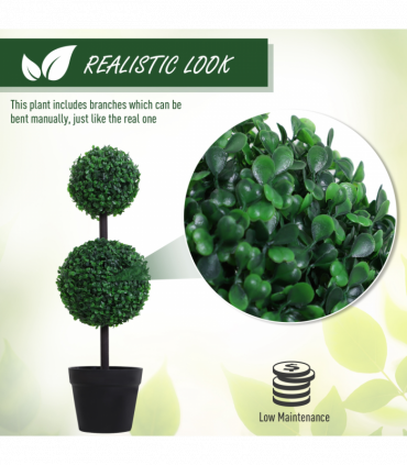 PE Set of 2 Artificial Boxwood Ball Topiary Plant Tree's Green
