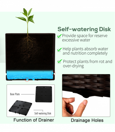 PP Set Of 2 Raised Outdoor Garden Planter Box Brown