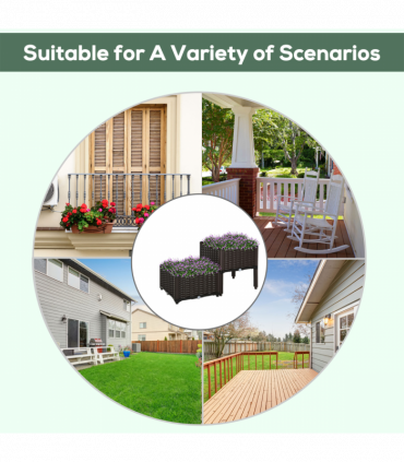 PP Set Of 2 Raised Outdoor Garden Planter Box Brown