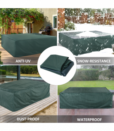 Outdoor Furniture Cover PVC Coated Large Square 600D Waterproof Green